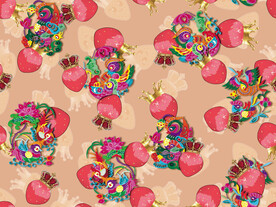 中国风剪纸皇冠草莓