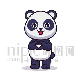 可爱卡通爱心熊猫