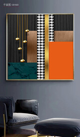 欧式复古几何金属客厅装饰画