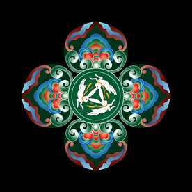 敦煌藻井三兔共耳桃形莲花图案