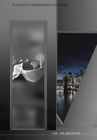 高清分层透明底平开门玻璃打印图
