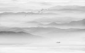 新中式群山远山水墨背景墙