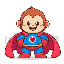 可爱卡通超人猴子