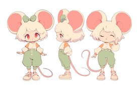 卡通老鼠女孩插画