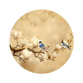 新中式玉兰花工笔花鸟玄关装饰画