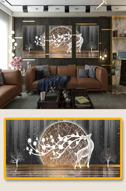 现代轻奢意境星空一鹿高升装饰画