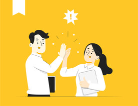 矢量商务办公人物击掌插画