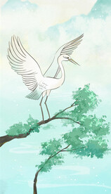 国风插画节气之白鹭