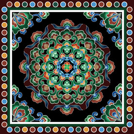 敦煌藻井叶形瓣如意团花纹图案