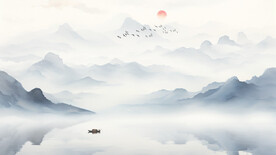 中式山水画背景墙