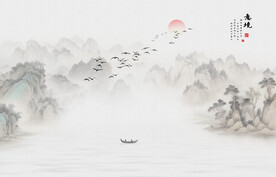 新中式意境山水水墨画