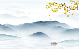 人气 大气中式山水 TIF分层