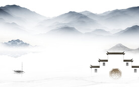 最新 简约中式山水 TIF分层