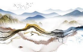 线条 新品中式山水 TIF分层