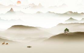 爆款 新品中式山水 TIF分层