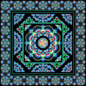 敦煌藻井团花宝相花如意纹图案