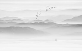 简约现代山水画背景墙