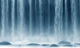 招财瀑布山水画