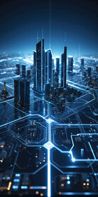 半导体元素集成电路城市概念图