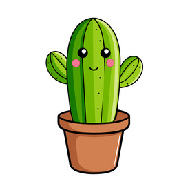 矢量植物卡通可爱的仙人掌