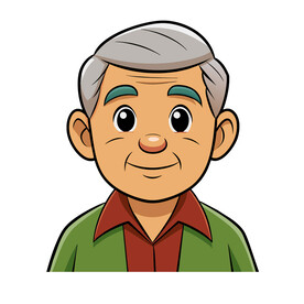 矢量人物白发老爷爷