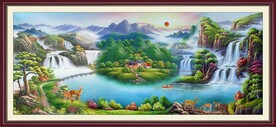 流水生财山水挂画