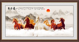 八骏图挂画