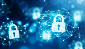 蓝色安全点线科技智能背景