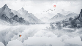 江山水墨山水画