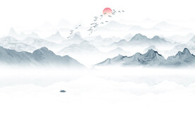 中式水墨山水画