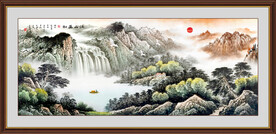 聚宝盆山水国画