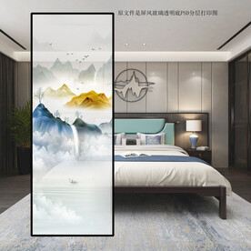 高清分层透明底屏风玻璃打印图