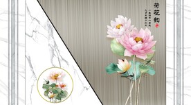 中式荷花背景墙