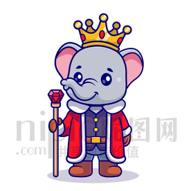 可爱卡通国王皇帝大象
