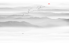 山水水墨画风景图