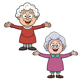 矢量植人物伸开手开心的老奶奶