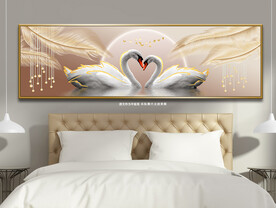 金色羽毛天鹅湖床头装饰画