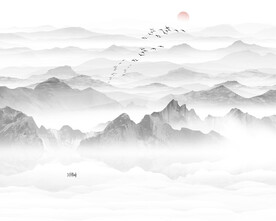 中国风水墨山水画背景墙