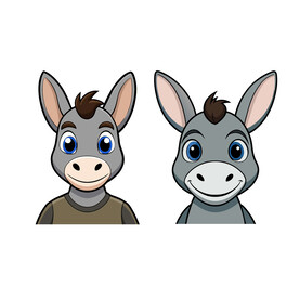矢量动物卡通小毛驴头像
