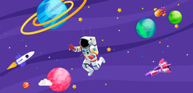 太空宇宙星球卡通宇航员星空背景