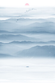 新中式水墨山水玄关画