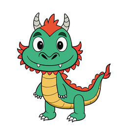 矢量动物卡通可爱的小龙