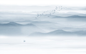 中式屏风隔断山水画