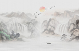 新中式水墨山水图