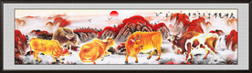 国画牛气冲天背景画