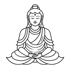 矢量人物线条简笔画佛像