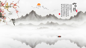 沙发山水画背景墙