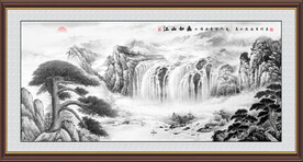 黄山迎客松水墨国画