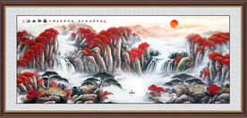 山水风景国画旭日东升装饰画