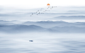 床头水墨山水装饰画